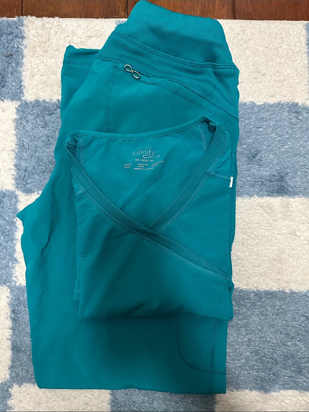 Infinity Teal Scrub Set - V-Neck Top & Trousers
